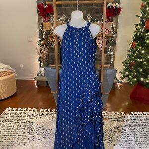 Elegant Blue Halter Formal Dress